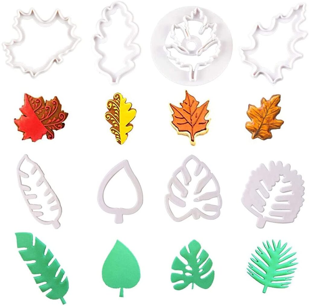 8pcs  Hawaiian Palm Leaves Fall Maple Leaf Tropical Fondant